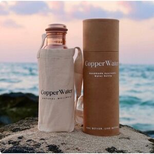 Copper Water Handmade Ayurvedic Water Bottle Matte Hammered Copper with Sleeve